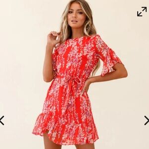 Selfie Leslie Azealia Floral Red Dress